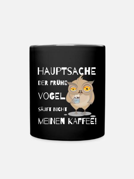 der frühe Vogel - Tasse einfarbig - Schwarz