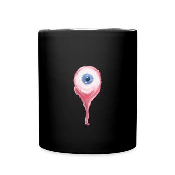 Auge - Ekel-Grusel-Motiv - Tasse einfarbig - Schwarz - Vorne