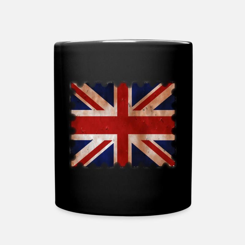 Großbritannien Briefmarke im retro Design Geschenk - Tasse einfarbig - Schwarz