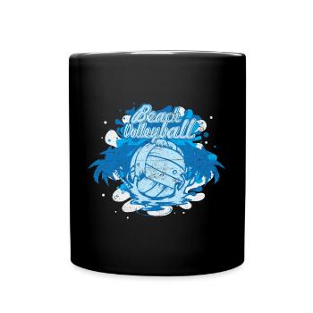 Vintage Beach Volleyball - Tasse einfarbig - Schwarz - Vorne