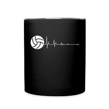 Volley-ball Pulse battement de coeur ECG - Idée de cadeau - Mug uni - noir - Devant