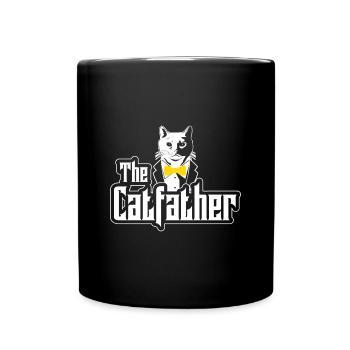 The Catfather I Katzen Dad Geschenk I Maine Coon - Tasse einfarbig - Schwarz - Vorne