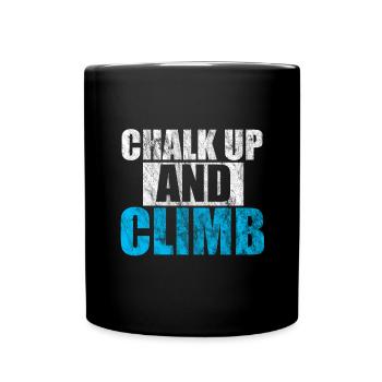 Kletter und Bouldering Shirt - Chalk Up and Climb - Tasse einfarbig - Schwarz - Vorne