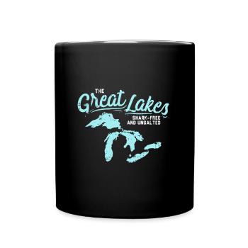Great Lake Freshwater USA Canada Silhouette Gift - Full Colour Mug - black - Front