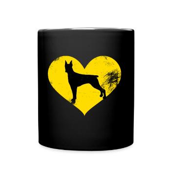 Image de coeur super mignon Doberman - Mug uni - noir - Devant
