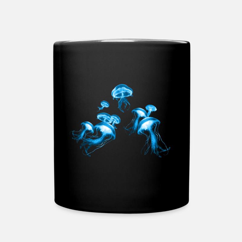 blue jellyfish - Full Colour Mug - black
