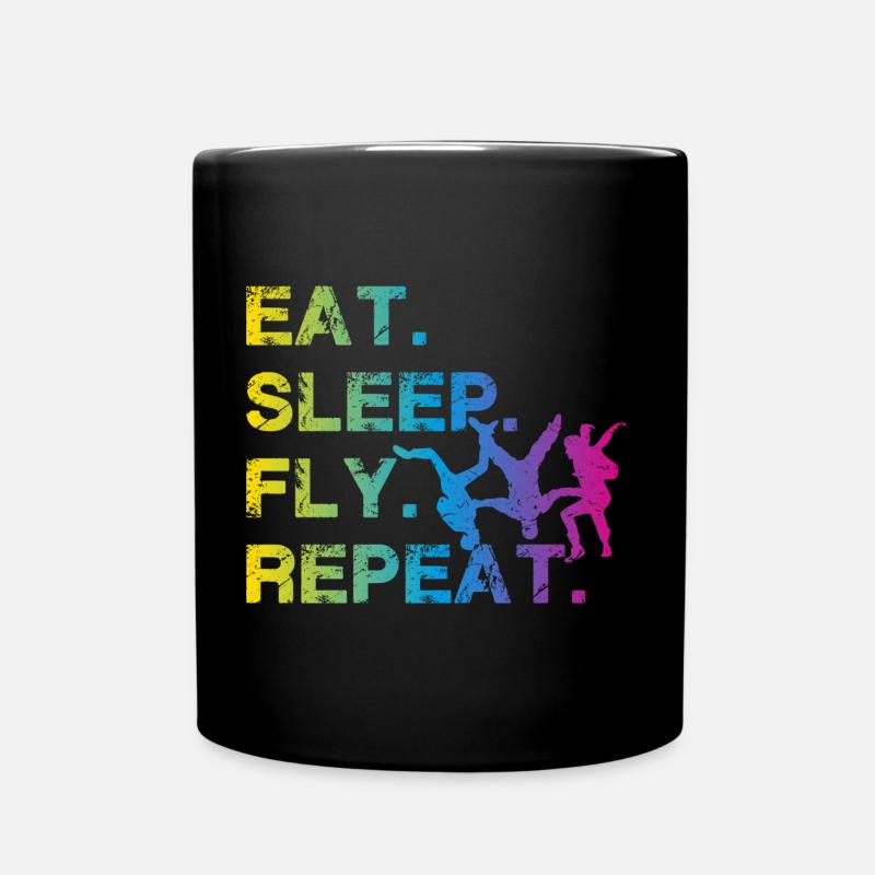 Skydiving Eat Sleep Fly Repeat Skydive t-shirt - Full Colour Mug - black