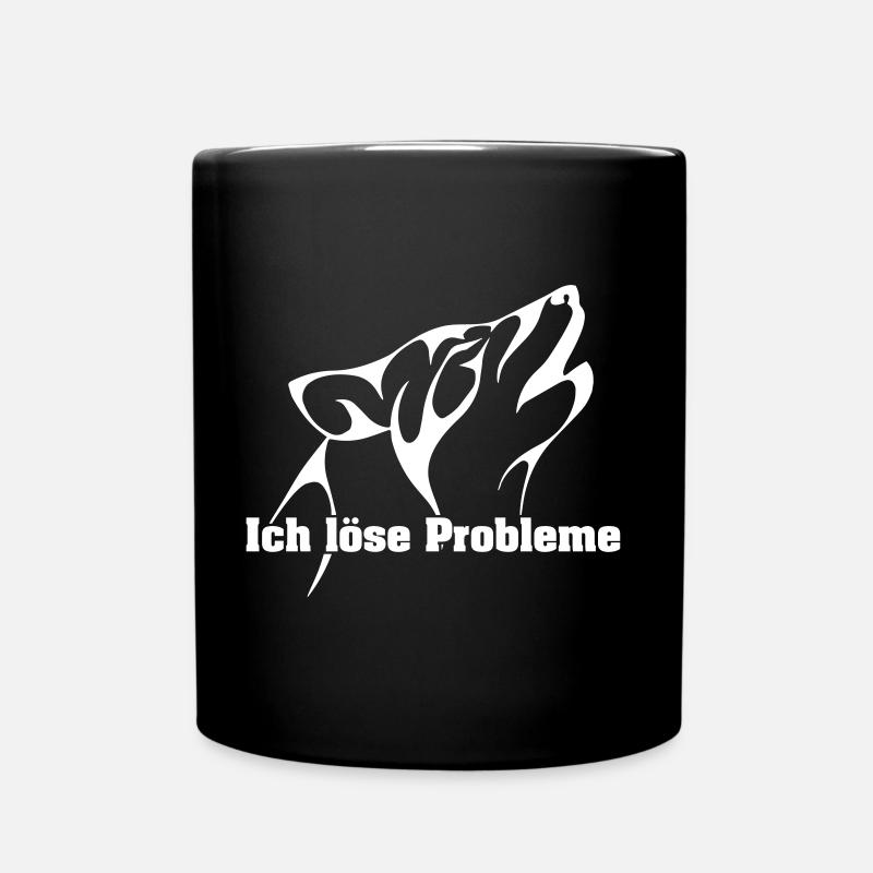 Der Wolf löst Probleme - Tasse einfarbig - Schwarz