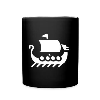Wikinger Vikinger Schiff Segelschiff Segeln - Tasse einfarbig - Schwarz - Vorne