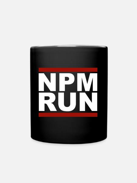 javascript, javascript, npm run - Full Colour Mug - black