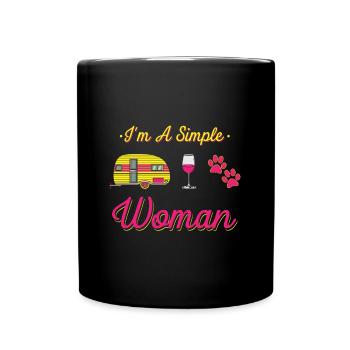 I am a simple woman - camping wine dogs - Full Colour Mug - black - Front
