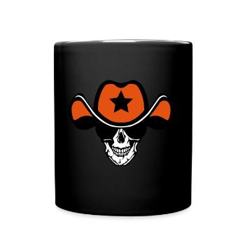 Kopf des Todes Hut Cowboy Star Kran - Tasse einfarbig - Schwarz - Vorne