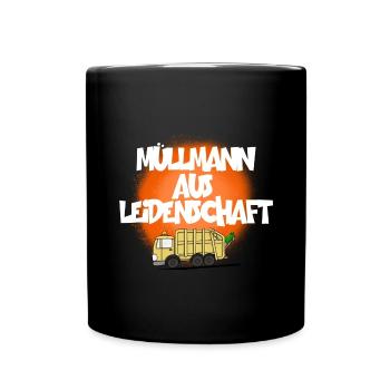 MÜLLMANN AUS LEIDENSCHAFT - Tasse einfarbig - Schwarz - Vorne