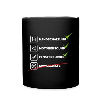 auto automobil oldtimer youngtimer Schaltung Autos - Tasse einfarbig - Schwarz - Vorne