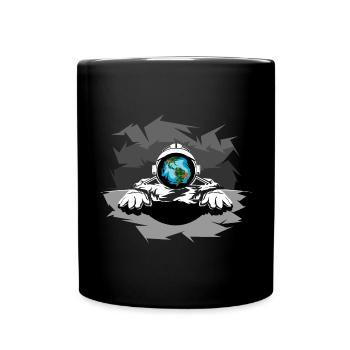 Astronaut Climate Protection Space Illustration Moon - Full Colour Mug - black - Front