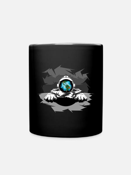 astronaute, protection du climat, espace, illustration, lune - Mug uni - noir