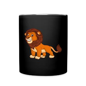 Löwe - König der Tiere - Tasse einfarbig - Schwarz - Vorne