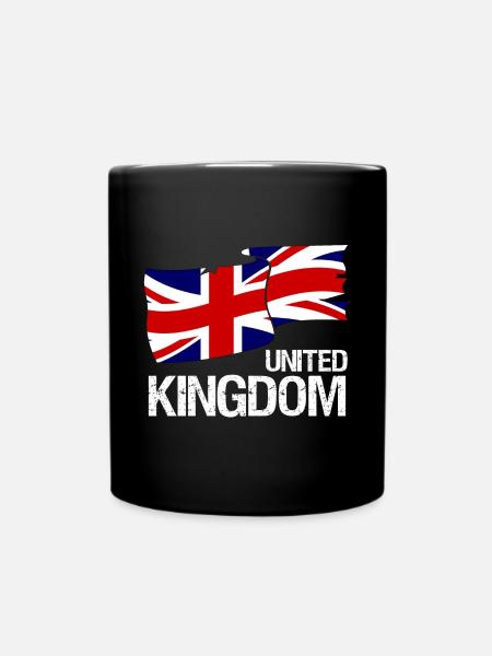 Great Britain Union Jack Flag - Design - Full Colour Mug - black