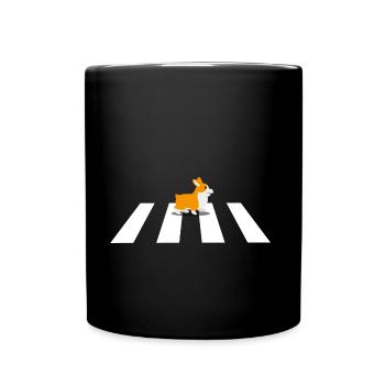 Corgi Hund geht über Zebrastreifen - Tasse einfarbig - Schwarz - Vorne