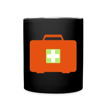 Erste Hilfe Koffer - Tasse einfarbig - Schwarz - Vorne