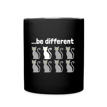 Sei anders als Katze dargestellt - Tasse einfarbig - Schwarz - Vorne