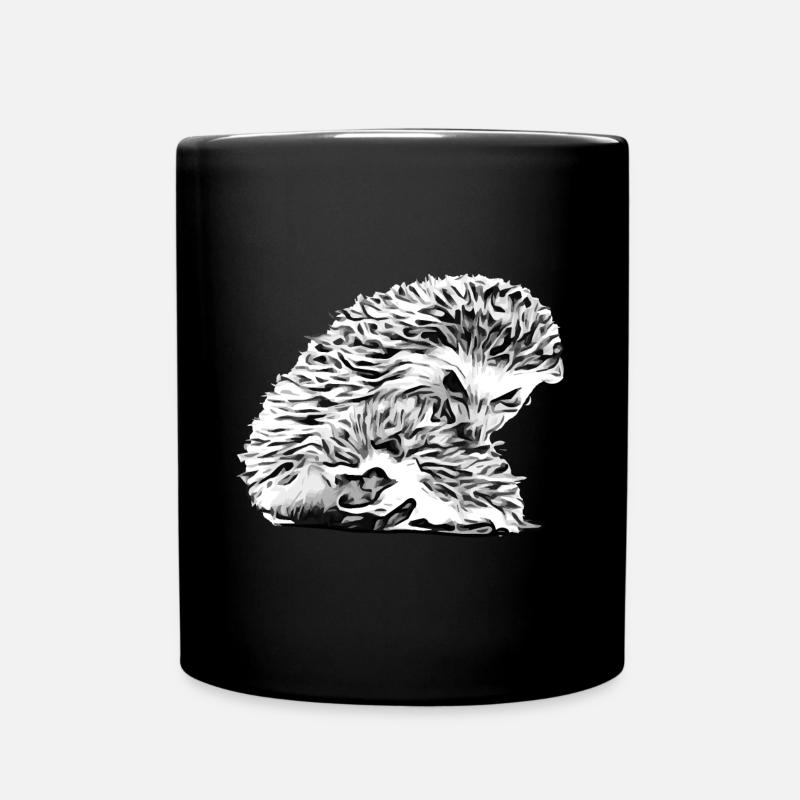 Igel Mama mit Igel Baby - Tasse einfarbig - Schwarz