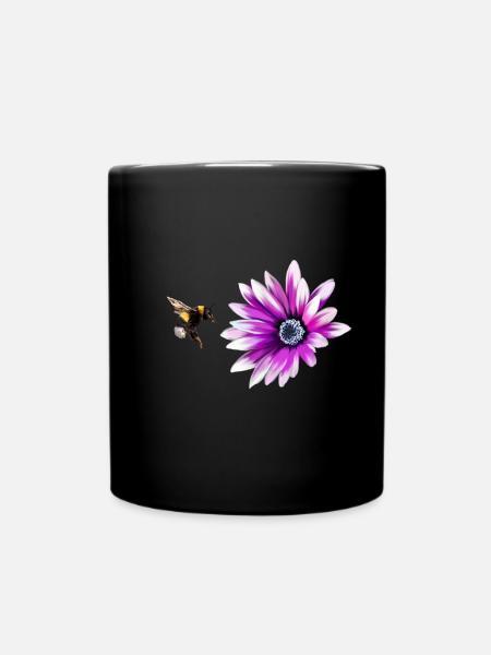 Blume und Hummel - Tasse einfarbig - Schwarz