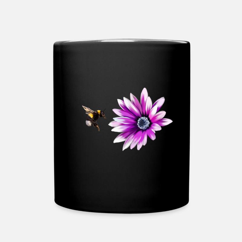 Blume und Hummel - Tasse einfarbig - Schwarz