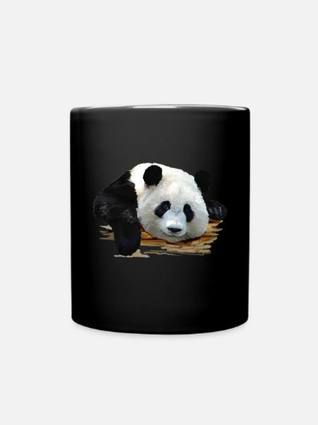 Süßer Panda-Kunstdruck - Tasse einfarbig - Schwarz