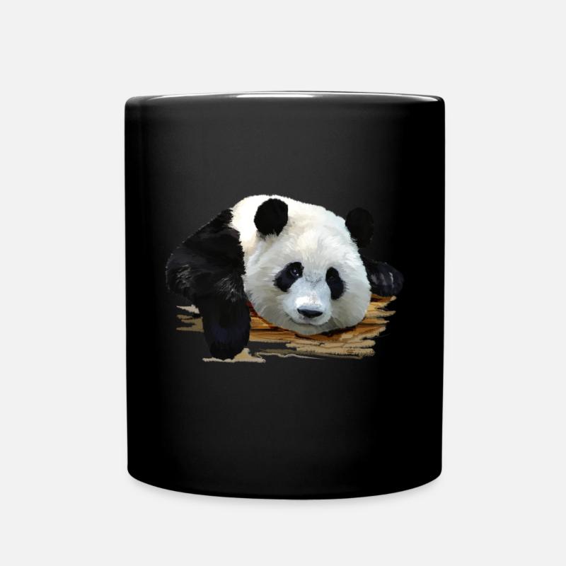 Süßer Panda-Kunstdruck - Tasse einfarbig - Schwarz