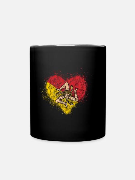 Coeur de drapeau de la Sicile vintage - Mug uni - noir