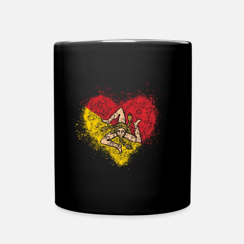 Coeur de drapeau de la Sicile vintage - Mug uni - noir