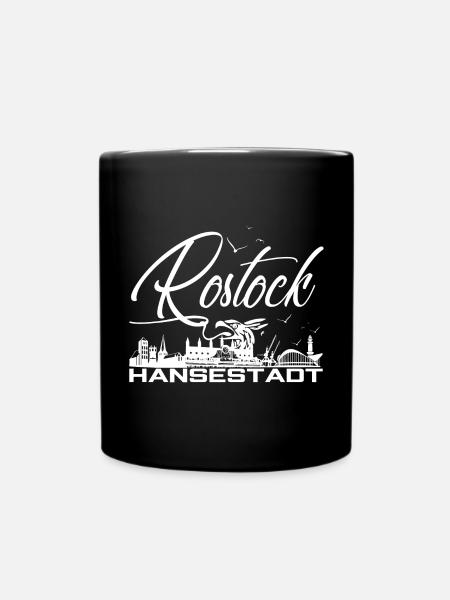 Rostock - Hansestadt - Silhouette - Tasse einfarbig - Schwarz