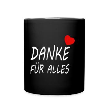 i love Danke für alles mit Herz - Tasse einfarbig - Schwarz - Vorne