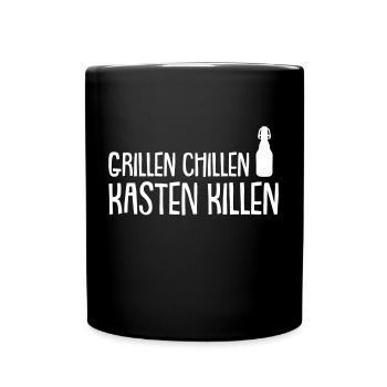 grillen chillen kasten killen - Tasse einfarbig - Schwarz - Vorne