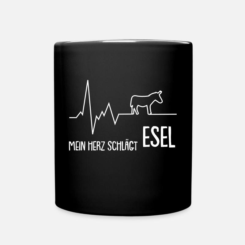 Mein Herz schlägt Esel - Tasse einfarbig - Schwarz