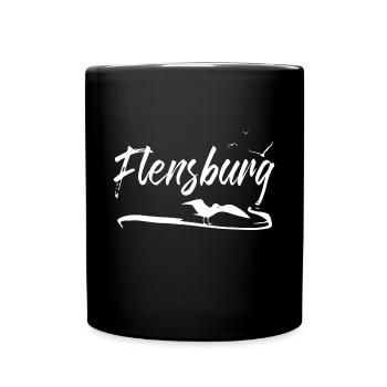 Flensburg Möwe - Tasse einfarbig - Schwarz - Vorne