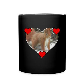 Eichhörnchen Squirrel Liebe Love Herz - Tasse einfarbig - Schwarz - Vorne