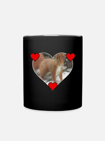 Eichhörnchen Squirrel Liebe Love Herz - Tasse einfarbig - Schwarz