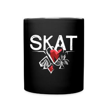 Skat Illustration Spielfarben Herz Pik Spiel - Tasse einfarbig - Schwarz - Vorne