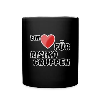 Risikogruppe Spruch Nächstenliebe Herz Virus - Tasse einfarbig - Schwarz - Vorne
