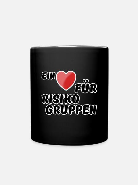 Risikogruppe Spruch Nächstenliebe Herz Virus - Tasse einfarbig - Schwarz