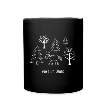 färt im Wald, Pferd mit Rädern im Wald, Bäume Baum - Tasse einfarbig - Schwarz - Vorne