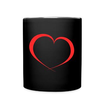 Herz rot geschwungen - Tasse einfarbig - Schwarz - Vorne