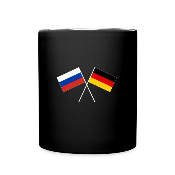 Russland Deutschland gekreuzte Fahne Flagge - Tasse einfarbig - Schwarz - Vorne