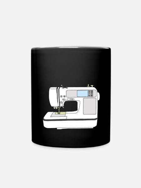 Sketchnote Nähmaschine - Tasse einfarbig - Schwarz