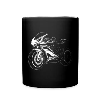 Motorcycle Racing Biker Race Illustration Icon - Full Colour Mug - black - Front