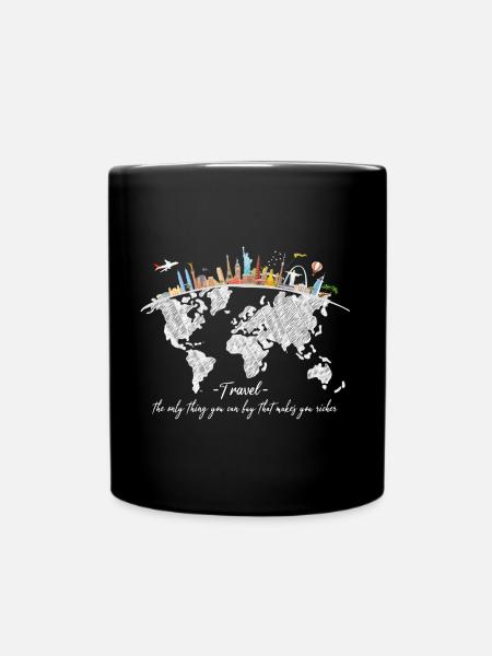 Travel Reisen Fernweh Globetrotter Geschenk - Tasse einfarbig - Schwarz