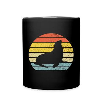 Seehund Seelöwe - Tasse einfarbig - Schwarz - Vorne