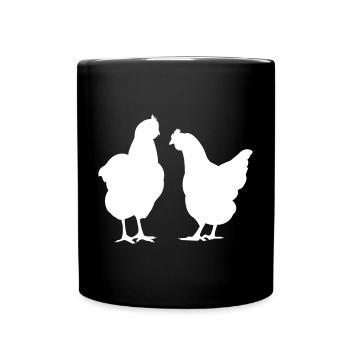 Hühner Hennen Huhn Federvieh Geflügel - Tasse einfarbig - Schwarz - Vorne